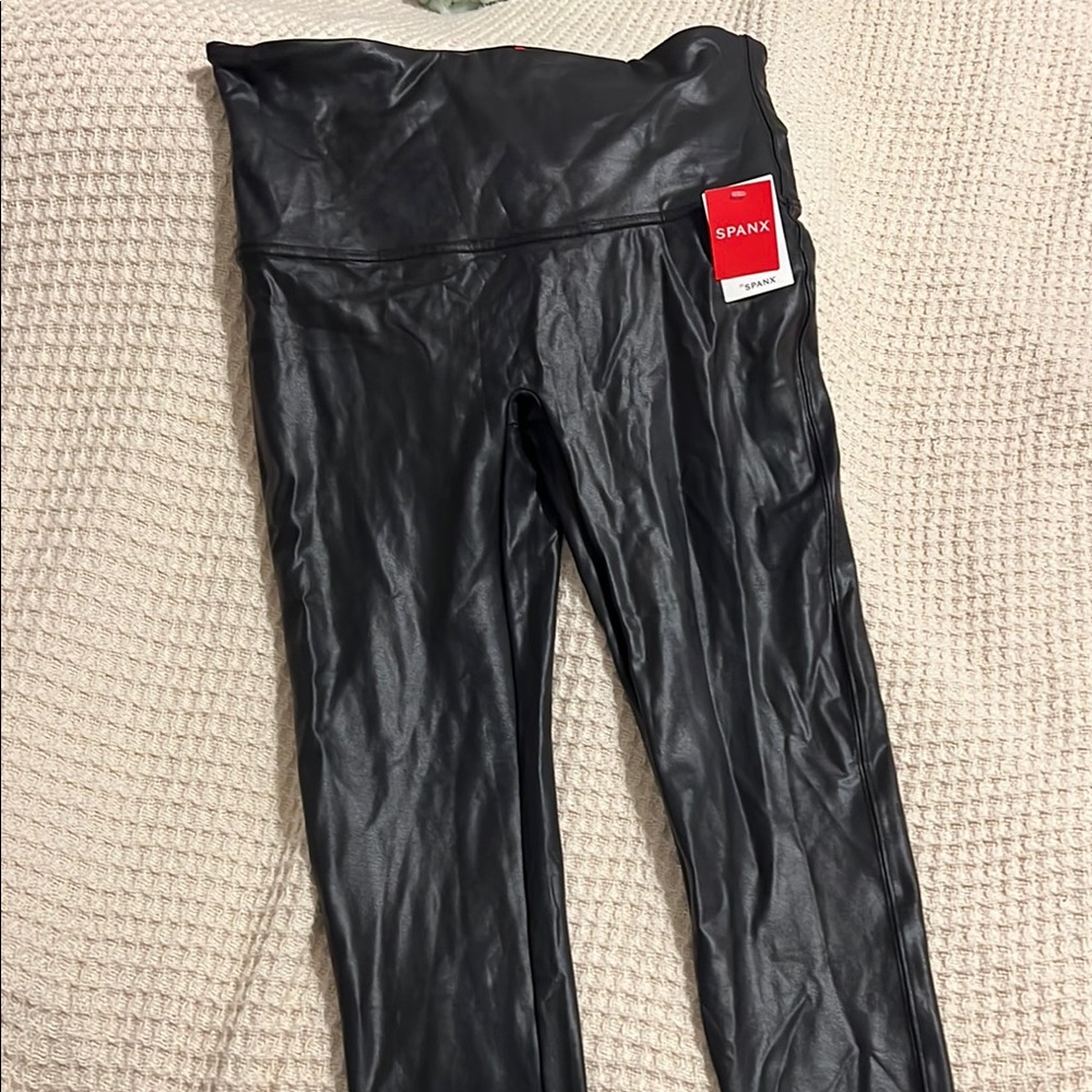 SPANX Black Faux Leather Leggings